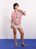 Load image into Gallery viewer, Orange Pink Tropical Linen Pullover