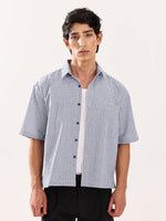 Load image into Gallery viewer, Blue Checkered Cropped Shirt