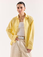 Load image into Gallery viewer, Yellow & White Checkered Poplin Oversized Shirt