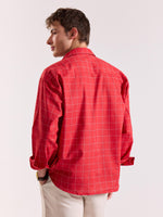 Load image into Gallery viewer, Red Checkered Linen Cropped Shirt ( Pre-Order )
