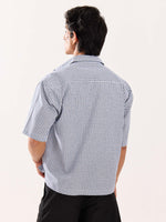 Load image into Gallery viewer, Blue Checkered Cropped Shirt