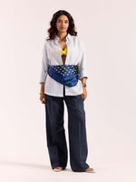 Load image into Gallery viewer, Navy Blue Pinstriped Linen Baggy Fit Trousers