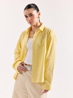 Load image into Gallery viewer, Yellow & White Checkered Poplin Oversized Shirt