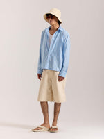 Load image into Gallery viewer, Sky Blue & White Striped Drape Shirt