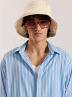 Load image into Gallery viewer, Sky Blue & White Striped Drape Shirt