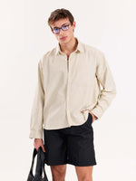 Load image into Gallery viewer, Beige Oversized Cropped Shirt