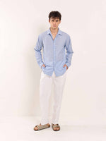 Load image into Gallery viewer, Sky Blue Striped Linen Shirt