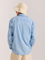 Load image into Gallery viewer, Sky Blue & White Striped Drape Shirt