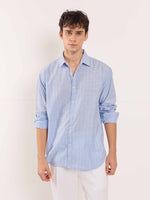Load image into Gallery viewer, Sky Blue Striped Linen Shirt