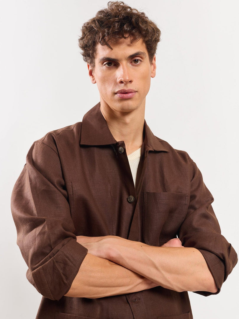Brown Linen Shacket