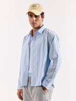 Load image into Gallery viewer, Baby Blue & White Striped Poplin Oversized Shirt