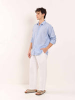 Load image into Gallery viewer, Sky Blue Striped Linen Shirt