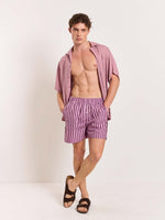 Load image into Gallery viewer, Mauve Striped Poplin Shorts
