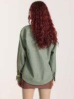 Load image into Gallery viewer, Green Checkered Oversized Cropped Shirt