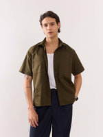 Load image into Gallery viewer, Brown Twill Cropped Shirt