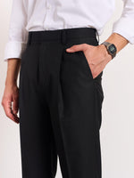 Load image into Gallery viewer, Black Pinstriped Trousers