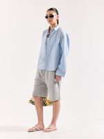 Load image into Gallery viewer, Baby Blue & White Striped Poplin Oversized Shirt