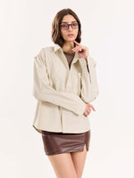 Load image into Gallery viewer, Beige Oversized Cropped Shirt