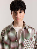 Load image into Gallery viewer, Off White Checkered Oversized Cropped Shirt