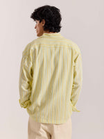Load image into Gallery viewer, Butter Yellow & Blue Striped Seersucker Shirt