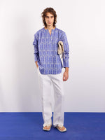 Load image into Gallery viewer, Blue Patterned Satin Pullover