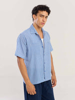 Load image into Gallery viewer, Blue Gingham Seersucker Shirt