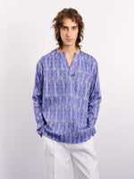 Load image into Gallery viewer, Blue Patterned Satin Pullover