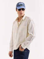 Load image into Gallery viewer, Powder Yellow Striped Poplin Oversized Shirt