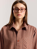 Load image into Gallery viewer, Rust Orange Checkered Oversized Cropped Shirt