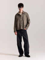 Load image into Gallery viewer, Brown Checkered Oversized Cropped Shirt