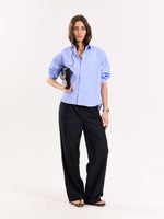 Load image into Gallery viewer, Blue Pinstripe Poplin Cropped Shirt ( Pre-Order )