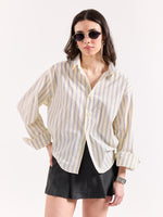 Load image into Gallery viewer, Powder Yellow Striped Poplin Oversized Shirt