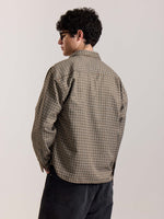 Load image into Gallery viewer, Brown Checkered Oversized Cropped Shirt