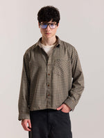 Load image into Gallery viewer, Brown Checkered Oversized Cropped Shirt