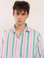 Load image into Gallery viewer, Multicolor Striped Linen Shirt