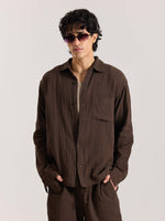 Load image into Gallery viewer, Dark Brown Gauze Holiday Shirt