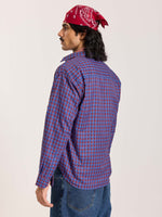 Load image into Gallery viewer, Blue & Red Checkered Oversized Cropped Shirt