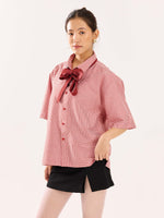 Load image into Gallery viewer, Red Checkered Cropped Shirt
