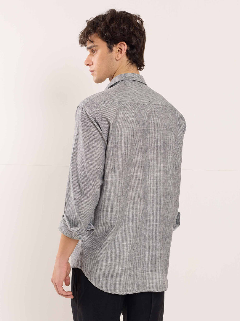 Grey Striped Linen Shirt