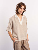 Load image into Gallery viewer, Beige Contrasting Collar Pullover