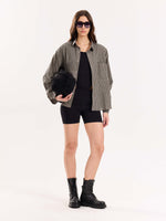 Load image into Gallery viewer, Black & Beige Checkered Cropped Shirt