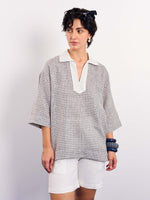 Load image into Gallery viewer, Blue Contrasting Collar Pullover