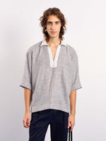 Load image into Gallery viewer, Blue Contrasting Collar Pullover