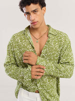 Load image into Gallery viewer, Olive Floral Wrinkled Shirt