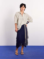 Load image into Gallery viewer, Cream Blue Panelled Pullover