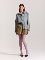 Load image into Gallery viewer, Light Blue Checkered Oversized Cropped Shirt