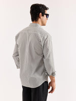 Load image into Gallery viewer, Dark Olive & White Striped Poplin Shirt