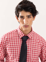 Load image into Gallery viewer, Red & White Checked Poplin Cropped Shirt