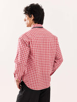 Load image into Gallery viewer, Red & White Checked Poplin Cropped Shirt