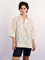 Load image into Gallery viewer, Ivory & Blue Floral Boota Print Pullover